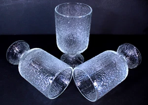 Vintage Indiana Glass Company 3 Frosted Glacier Textured Goblets Footed - Picture 1 of 9