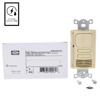 Interruptor sensor de vacío Hubbell marfil bajo voltaje PIR/US 2 circuitos 24VDC AD2241I2 Foto 1 de 4
