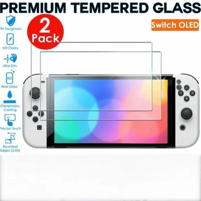 NOT SPECIFIED 2 Pack Tempered Glass Screen Protector For Nintendo Switch OLED 2021