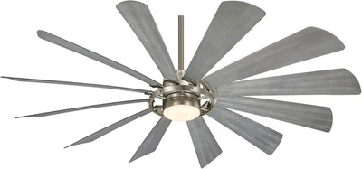 Minka Aire F870L-BS Windmolen 65" Outdoor Ceiling Fan Brushed Steel - Image 1 of 4