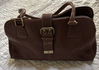 Etienne AIGNER Chocolate Brown Cowhide Leather Double Handle Shoulder Bag Y2K - Image 1 of 4