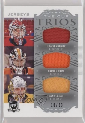 2018-19 The Cup Trios Jerseys /33 Ilya Samsonov Carter Hart Dan Vladar Rookie RC - Image 1 of 2