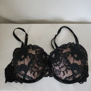 Vintage Victorias Secret Bra Lace Padded Underwire 34D Balconette - Picture 1 of 5