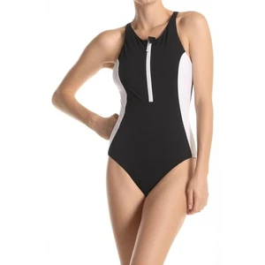 Neu mit Etikett Fabletics Damen S schwarz weiß High Tide Reißverschluss vorne Einteiler sportlich - Bild 1 von 8