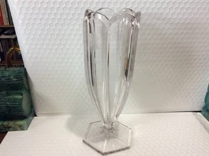 Antike Fostoria Glas Blumen Vase Art Deco Design 9" hoch schwer Home Deco - Bild 1 von 10