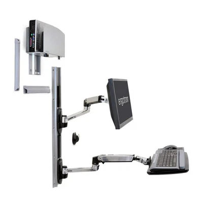 Ergotron – LX Wall Mount System – Medium CPU Holder, Polished Aluminum - Image 1 of 2