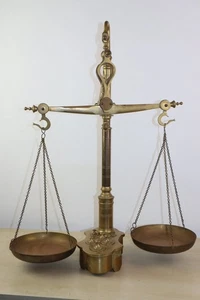 Vintage Librasco Large Brass Balance Scales with Weights 1 Missing VGC FREE POST - Picture 1 of 11