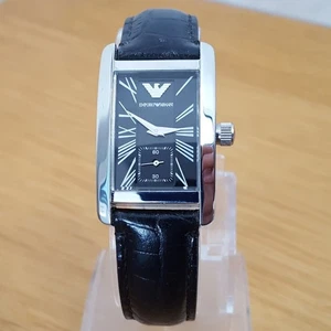Mens Mid-Size Traditional Style Emporio Armani Black Tank Analogue Watch - Picture 1 of 10