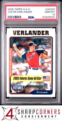 2005 TOPPS UPDATES & HIGHLIGHTS #UH220 JUSTIN VERLANDER RC PSA 10 - Image 1 of 3
