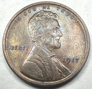 1917 LINCOLN WHEAT CENT PENNY CHOICE+ RB BU UNCIRCULATED FULL WHEAT LINES SHARP - Picture 1 of 2