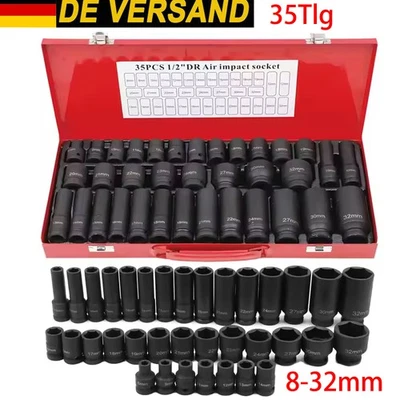 Kraft-Schlagschrauber-Nüsse Steckschlüssel-Satz-Set Schlagnüsse 1/2" 8 - 32mm DE - Bild 1 von 4