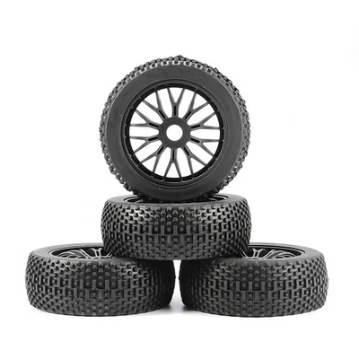 4pcs RC 1/8 Buggy Tires & Wheel Rims Kit 17mm Hex For HSP HPI Off-Road Car Model - Image 1 of 4