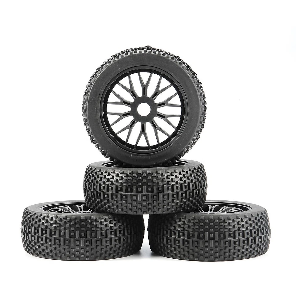 4pcs RC 1/8 Buggy Tires & Wheel Rims Kit 17mm Hex For HSP HPI Off-Road Car Model - Image 1 of 4