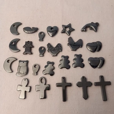 24 x Hämatitanhänger - verschiedene Formen  - ANSEHEN ! - Bild 1 von 4