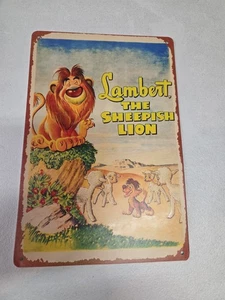 Letrero de hojalata de metal Lambert el león oveja de colección cartel de dibujos animados de Disney arte de pared - Imagen 1 de 6