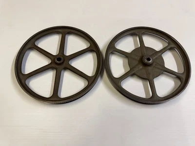 "Sierra de cinta Delta de 14"" vintage rueda de hierro fundido par emparejado 1939/40" Foto 1 de 4