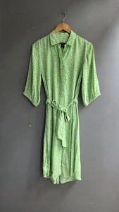 Vestido Camisa French Connection Verde Estampado Abstracto Cinturón Reino Unido 8 S Informal Bolsillos - Imagen 1 de 18