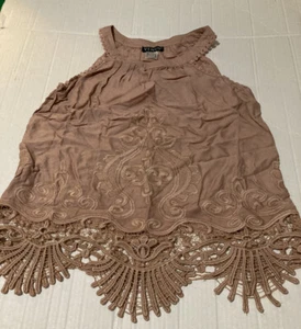 NWOT Venus beige decorative tank 2 cotton poly blend Top - Picture 1 of 6