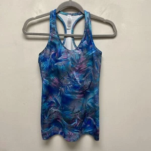 Ivivva Girls Lululemon Blue Pink Marble Sleeveless Stretch Racerback Tank Top 14 - Picture 1 of 7