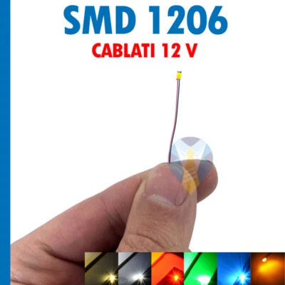 10 PEZZI DIODI LED SMD 1206 12V BIANCO CALDO FREDDO BLUE ROSSO VERDE ARANCIONE - Immagine 1 di 4