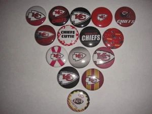15 Kansas City Chiefs Mezclan Botones Espaldas Planas o Insignias Alfiler Cabujones Imanes - Imagen 1 de 5