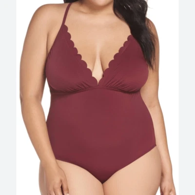 La Blanca Petal Pusher One-Piece Burgundy Wine Color Swimsuit in Size US 6 - Image 1 of 4