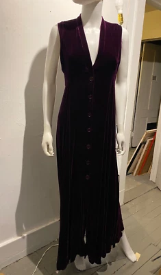 Vestido Romeo Gigli para Callaghan Vintage Terciopelo Púrpura Muy Largo Años 80 Raro Foto 1 de 4