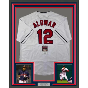 Framed Autographed/Signed Roberto Alomar 33x42 Cleveland White Jersey JSA COA - Picture 1 of 2