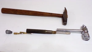 2 Vintage Hammers Upholstery Tack & Nesting Hammer w/Screwdrivers In Handle - Picture 1 of 3
