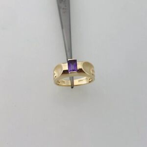 ELLMAR 14k Yellow Gold Purple Amethyst Baguette Ladies Ring Size 6.5