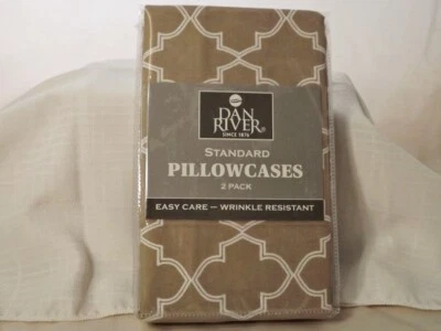 Новый Dan River 2 наволочки стандартный EasyCare мокко и белый геометрический дизайн - Изображение 1 из 3