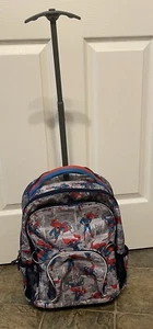Pottery Barn Kids DC Superman Comic Book All Over Print Luggage Rolling Backpack - Picture 1 of 12
