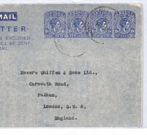 CEYLON Air Letter Stationery 10c{4} COMPOUND DIE 1945 Cover PHARMACY YR145 - Picture 1 of 14