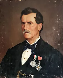 Antico Dipinto | Ritratto di Ufficiale con Legion d'Onore | olio su tela, 1876 - Foto 1 di 6