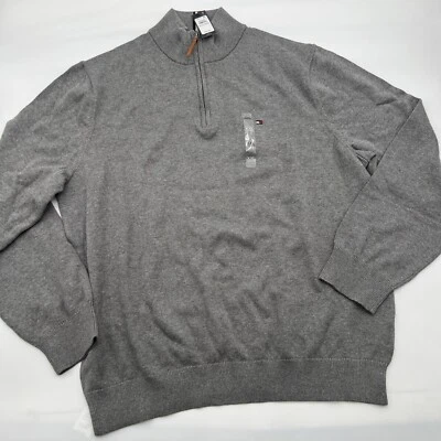 Tommy Hilfiger Men's Quarter Zip Pullover Mosh Neck Sweater Gray Size 2XL - image 1 of 4