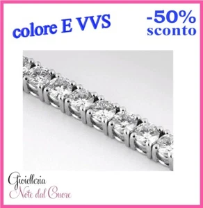 BRACCIALE TENNIS IN ORO BIANCO : DIAMANTI NATURALI E VVS 3 CARATI CERTIFICATO - Foto 1 di 4
