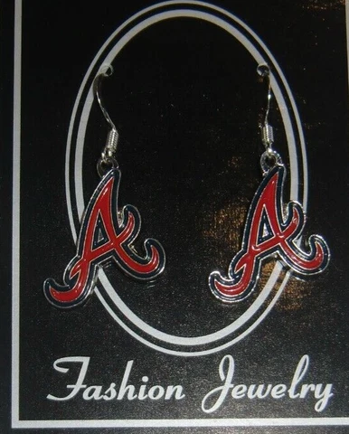 Atlanta Braves Dangle Earrings (Chrome) Licensed MLB Baseball Jewelry Cover