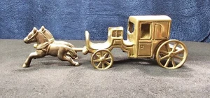VINTAGE Penco Industries Inc. Brass Horse Drawn Carriage - Picture 1 of 14