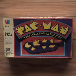 MB Pac Man Two Challenging Puzzles Game 1980 Milton Bradley All Pieces In Box - Picture 1 of 10