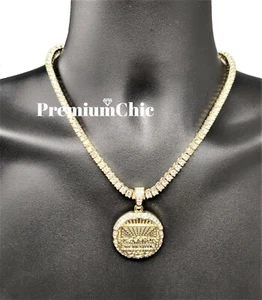 LAST SUPPER Pendant & ICED Tennis Chain Mens 14k Gold Plated Hip Hop CZ Jewelry - Picture 1 of 4