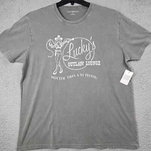 Lucky Brand Dive Bar Shirt MENS XL GRAY Cowboy Biker Outlaw Distressed Retro NWT - Picture 1 of 16