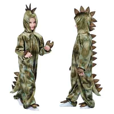2-4T 4-8T Boys T-Rex Dinosaur Costume Child Kids Toddler Hooded Jumpsuit 3D Fur - Image 1 of 4