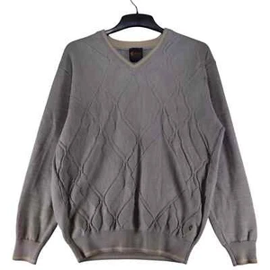 Jersey gris manga larga cuello en V lana acrílico Gabicci Collezione para hombre - Imagen 1 de 8