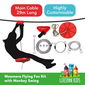 Flying Fox ZIP LINE WIRE 29m Outdoor Play Equipment Playground With Monkey Swing - Picture 1 of 4