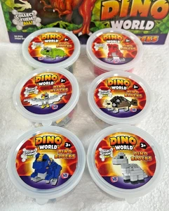Dino World Dino Bricks Building Blocks - Full Set of 6 Tubs - Stocking Fillers - Picture 1 of 2