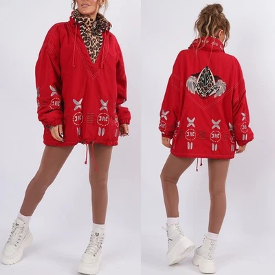 Chaqueta Anorak Con Capucha Estampado Leopardo Rojo Bogner De Colección Hecha en EE. UU. Grande Foto 1 de 4