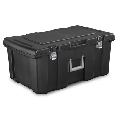 Footlocker, Heavy Duty Plastic Storage Container, with Handle and Wheels, Lockab - Image 1 of 4