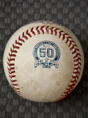 2011 Opening Day Jays at Angels Game Used Baseball - Santana/Rivera - MLB Auth - Image 1 of 3