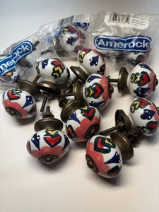 Amerock Ceramic Drawer Cabinet Door Pulls Knobs Lot Of 12 Southwest Style New - Picture 1 of 13