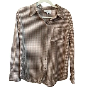 Tuckernuck x Studio McGee Size S Mocha Cotton Gingham Hunter Button Down Shirt - Picture 1 of 6